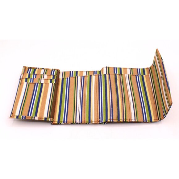 Striped Tri-Fold Wallet Coin Purse Money Card Organizer Pockets Small 5x4" - Picture 3 of 12